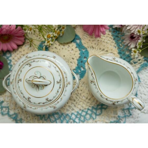 Noritake China 5404 Esquire Sugar Bowl & Creamer Set - Picture 8 of 10